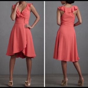 Quillaree Anthropologie Ruffle Wrap Dress Size 0